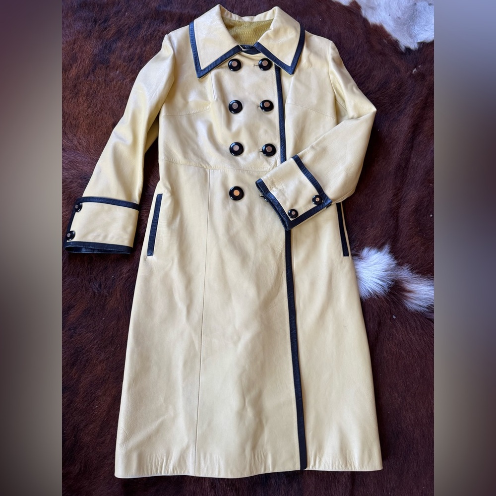 70’s Vintage Yellow and Black Trench Coat